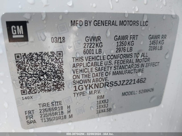 Cadillac XT5 LUXURY 2018 1GYKNDRS5JZ221462 Image 9