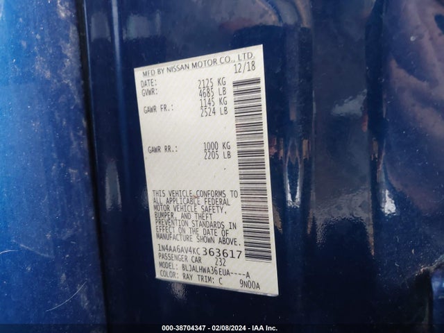 Nissan Maxima 3.5 Platinum 2019 1N4AA6AV4KC363617 Image 9