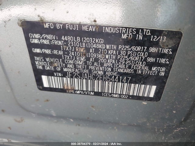 JF2SJAHC2EH544147 Subaru Forester 2.5i Limited
