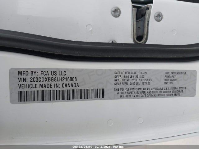 Dodge Charger Sxt Rwd 2020 2C3CDXBG8LH216008 Image 9
