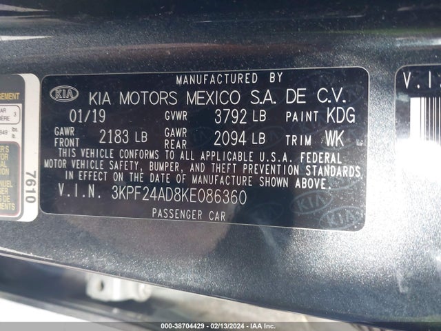 KIA Forte Lxs 2019 3KPF24AD8KE086360 Image 9
