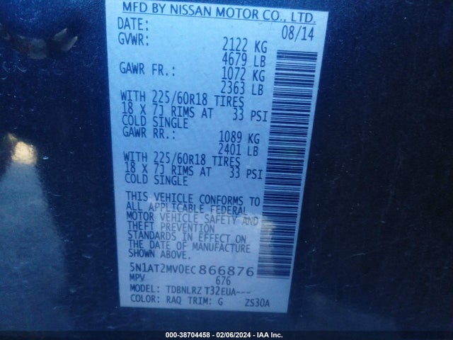 Nissan Rogue Sl 2014 5N1AT2MV0EC866876 Image 9