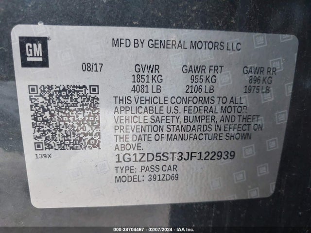 Chevrolet MALIBU LT 2018 1G1ZD5ST3JF122939 Image 9