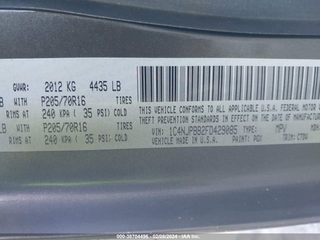 Jeep Patriot Sport 2015 1C4NJPBB2FD429085 Image 9