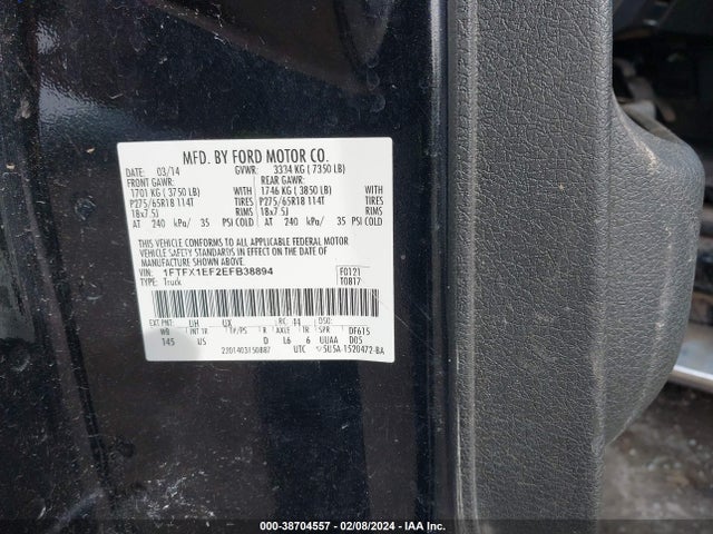 Ford F-150 Xlt 2014 1FTFX1EF2EFB38894 Image 9