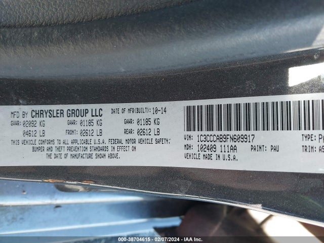 Chrysler 200 Limited 2015 1C3CCCAB9FN609917 Image 9
