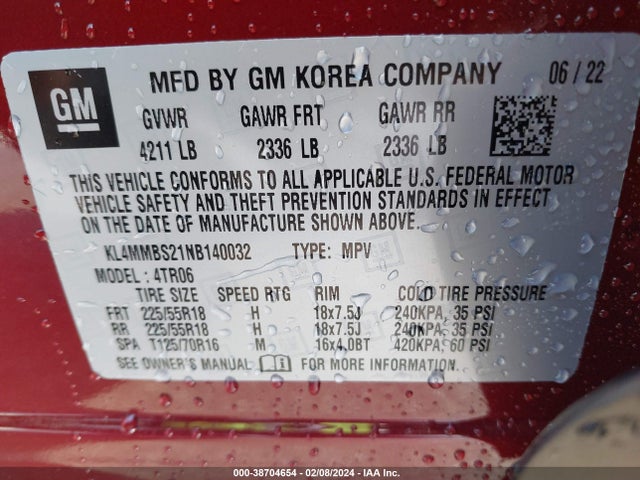 KL4MMBS21NB140032 Buick Encore Gx Fwd Preferred