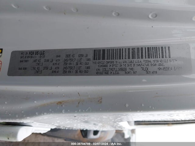 1C6JJTAG7LL109628 Jeep Gladiator Sport S 4x4