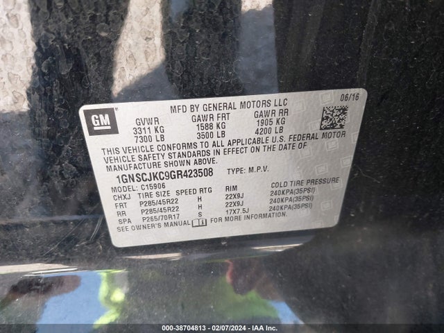 Chevrolet Suburban Ltz 2016 1GNSCJKC9GR423508 Image 9
