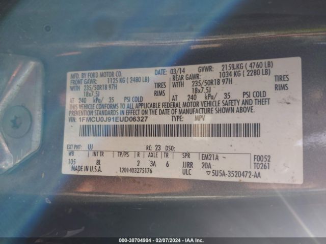 1FMCU0J91EUD06327 Ford Escape Titanium