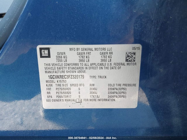 Chevrolet Silverado 1500 1lt 2015 1GCVKREC3FZ320179 Image 9