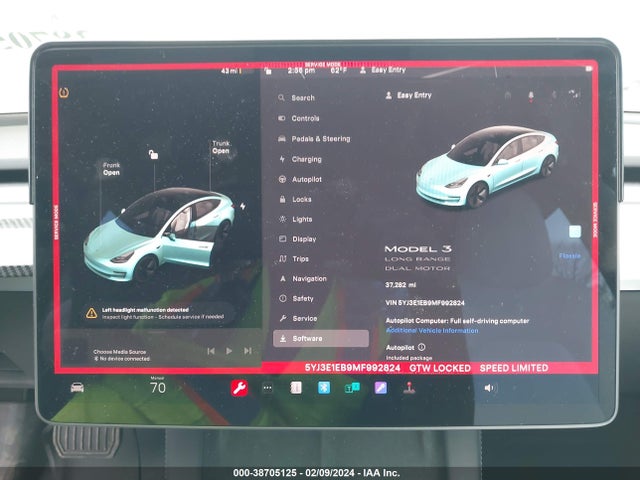 5YJ3E1EB9MF992824 Tesla Model 3 Long Range Dual Motor All-wheel Drive