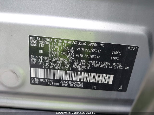 Toyota Rav4 Xle 2021 2T3P1RFV6MC197214 Image 9