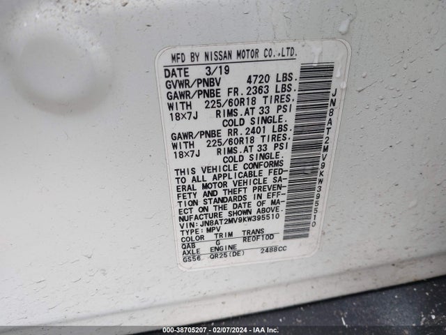 Nissan ROGUE SV 2019 JN8AT2MV9KW395510 Image 9