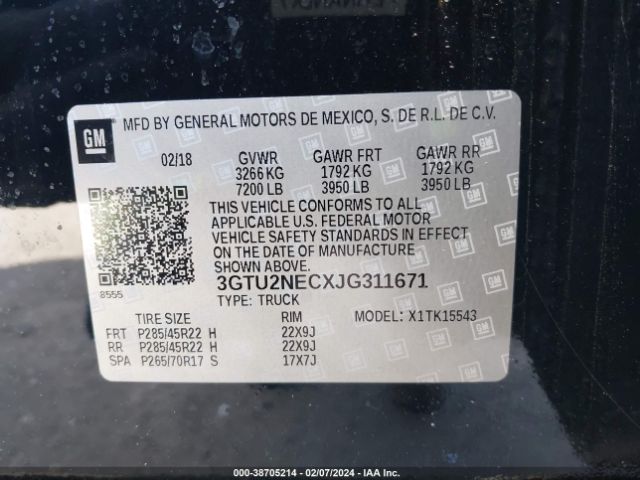 3GTU2NECXJG311671 GMC Sierra 1500 Slt