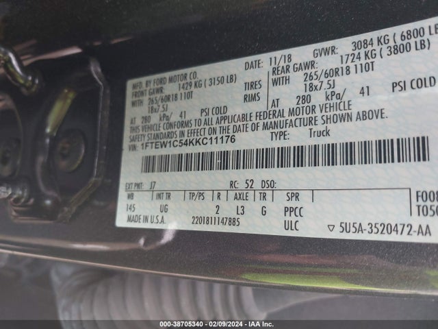 Ford F-150 Xlt 2019 1FTEW1C54KKC11176 Image 9