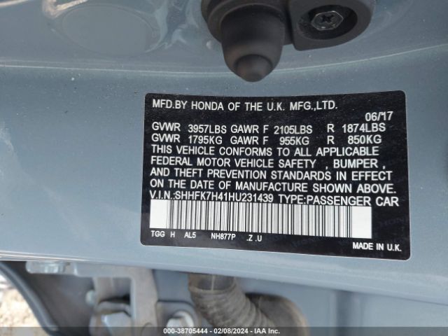 SHHFK7H41HU231439 Honda Civic Sport