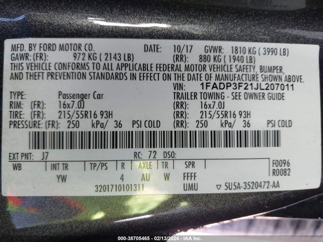 Ford FOCUS SE 2018 1FADP3F21JL207011 Image 9