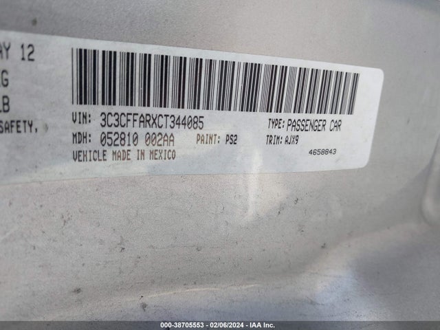 2012 FIAT 500 3C3CFFARXCT344085 Photo 8