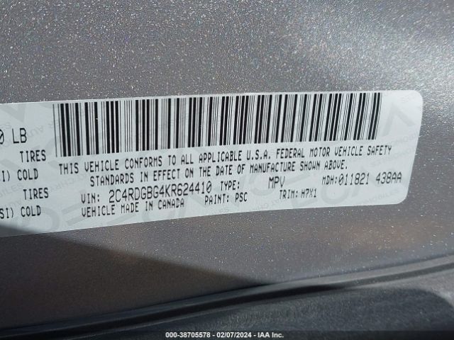 2C4RDGBG4KR624410 Dodge Grand Caravan Se