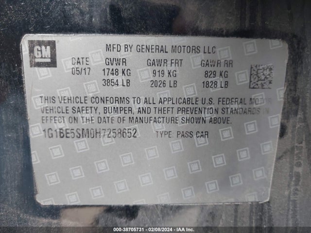 Chevrolet Cruze Lt Auto 2017 1G1BE5SM0H7258652 Image 9