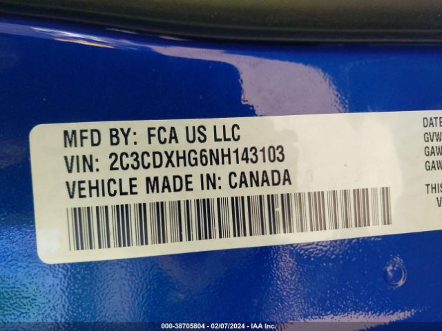 2C3CDXHG6NH143103 Dodge Charger Gt Rwd