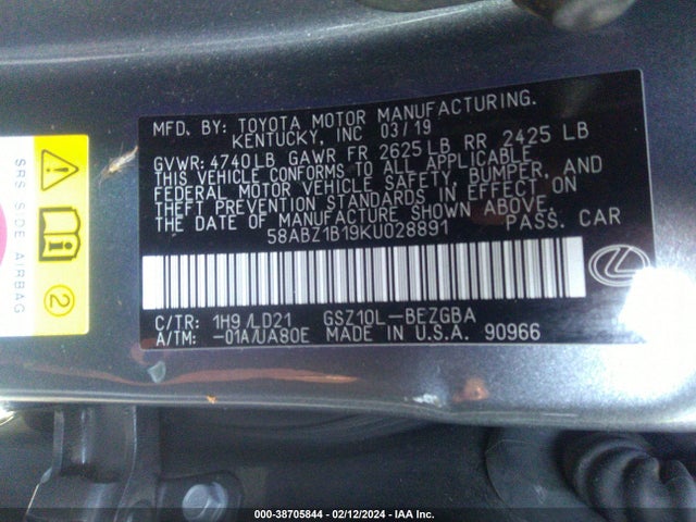 58ABZ1B19KU028891 Lexus ES 350