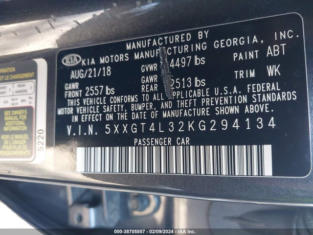 KIA Optima Lx 2019 5XXGT4L32KG294134 Image 9