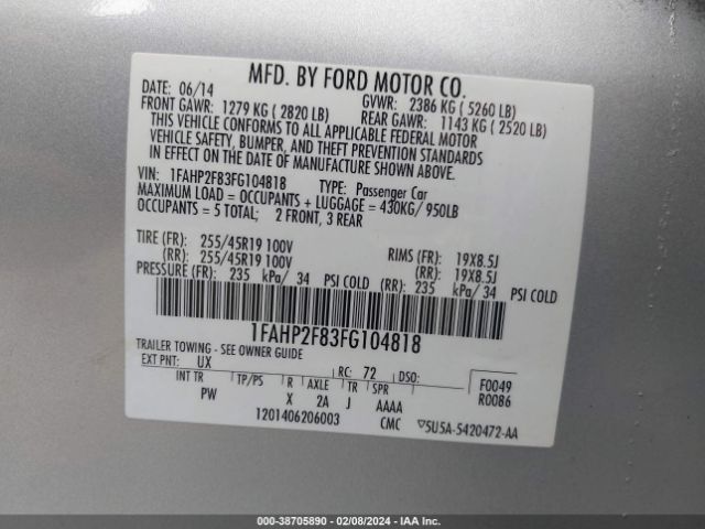 1FAHP2F83FG104818 Ford Taurus Limited