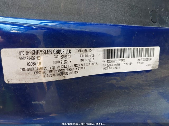 2012 FIAT 500 3C3CFFAR2CT237533 Photo 8