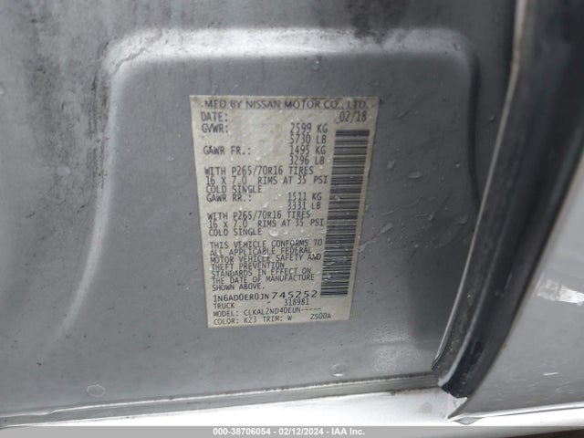 Nissan Frontier Sv 2018 1N6AD0ER0JN745252 Image 9