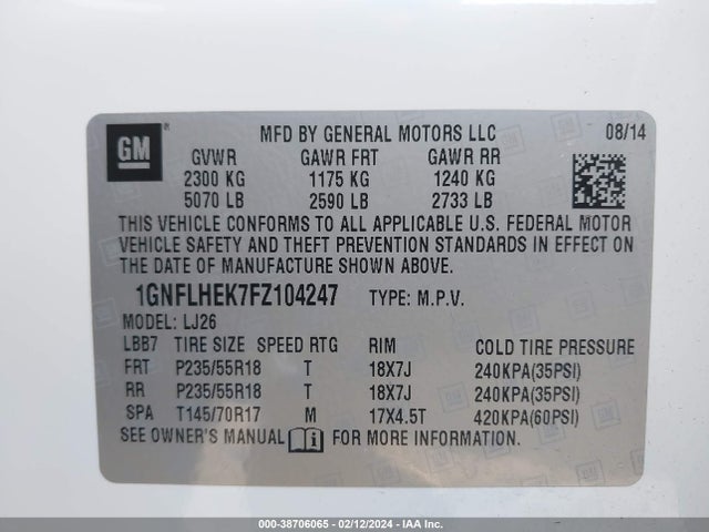 Chevrolet Equinox Ltz 2015 1GNFLHEK7FZ104247 Image 9