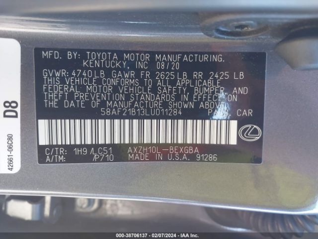 58AF21B13LU011284 Lexus Es 300h Ultra Luxury