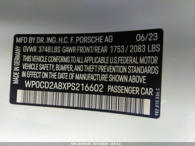 2023 PORSCHE 718 BOXSTER WP0CD2A8XPS216602 Photo 8