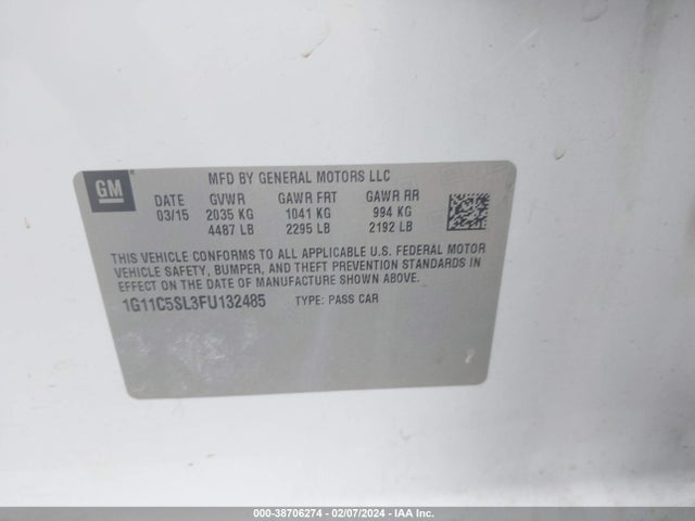 Chevrolet MALIBU 1LT 2015 1G11C5SL3FU132485 Image 9