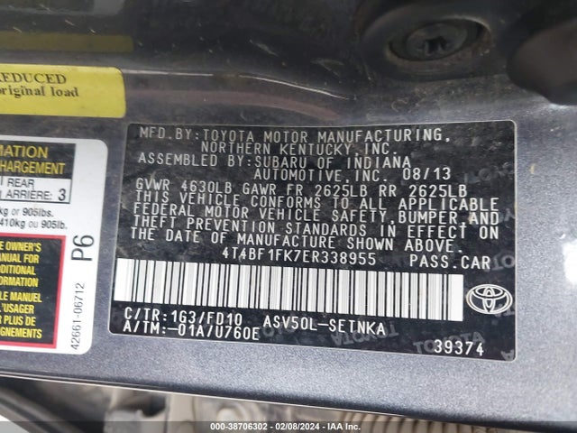 Toyota CAMRY LE 2014 4T4BF1FK7ER338955 Image 9