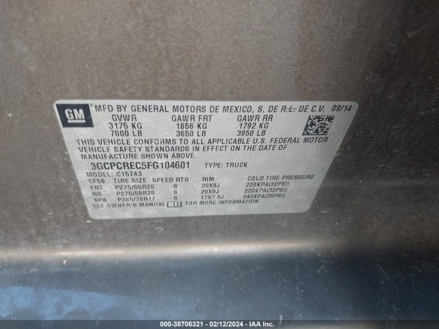 Chevrolet Silverado 1500 1lt 2015 3GCPCREC5FG104601 Image 9