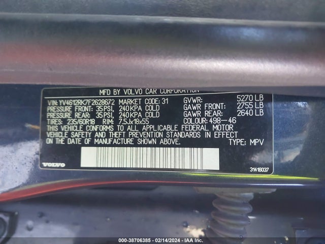 YV4612RK7F2628672 Volvo Xc60 T5/t5 Premier