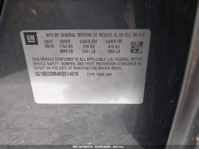 Chevrolet Cruze Lt Auto 2017 3G1BE6SM4HS514010 Image 9