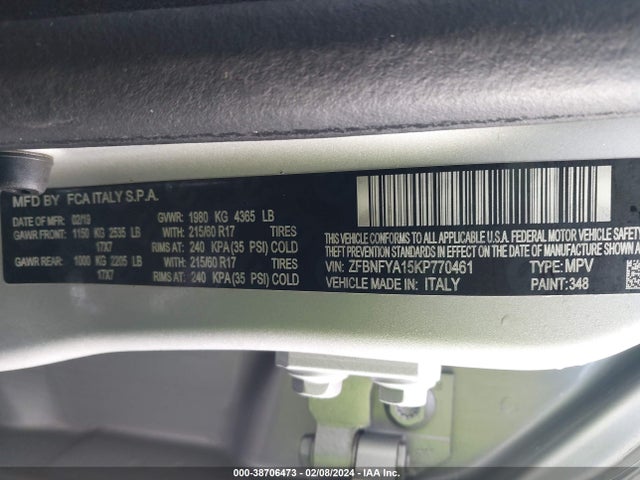 2019 FIAT 500X ZFBNFYA15KP770461 Photo 8