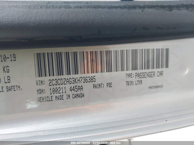 Dodge Challenger Sxt 2019 2C3CDZAG3KH736385 Image 9