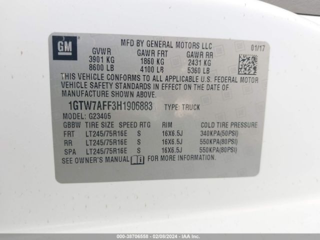 1GTW7AFF3H1906883 GMC Savana 2500 Work Van