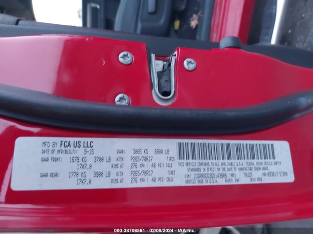 RAM 1500 Slt 2016 1C6RR6GG3GS143808 Image 9