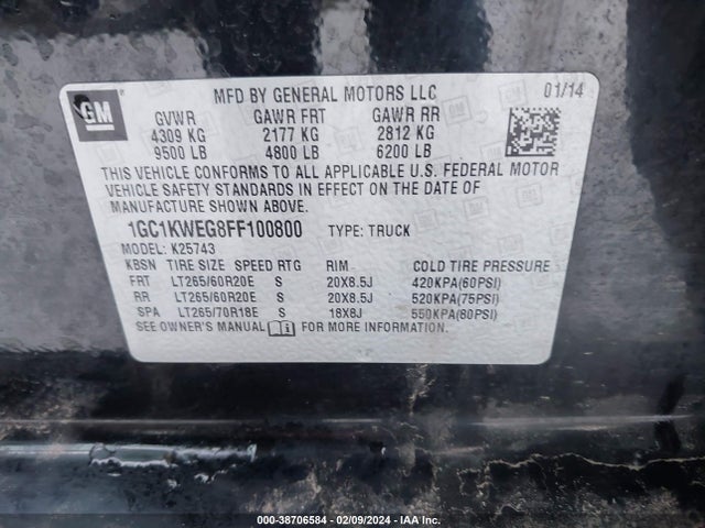 Chevrolet Silverado 2500hd Ltz 2015 1GC1KWEG8FF100800 Image 9