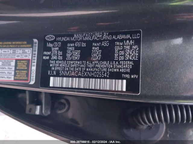 5NMJACAEXNH025542 Hyundai TUCSON SE