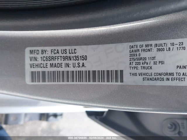 RAM 1500 Big Horn  4x4 5'7 Box 2024 1C6SRFFT9RN135150 Image 9