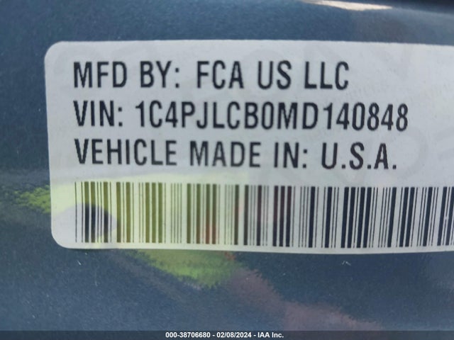 1C4PJLCB0MD140848 Jeep Cherokee Latitude Fwd