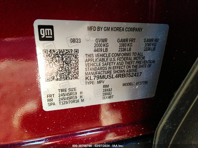 Chevrolet Trailblazer Awd Rs 2024 KL79MUSL4RB052417 Image 9