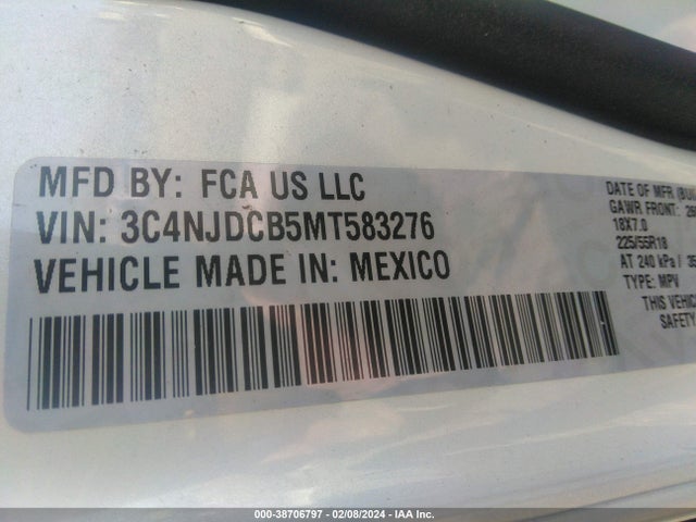 3C4NJDCB5MT583276 Jeep Compass Limited 4x4