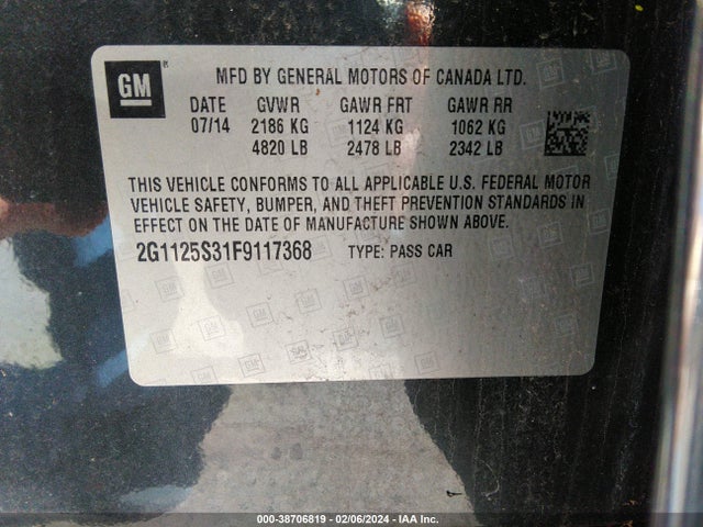 Chevrolet IMPALA LT 2015 2G1125S31F9117368 Image 9